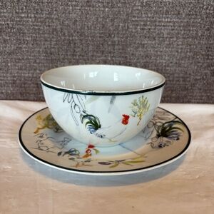 Tabletops Gallery Provence Rooster Bowl and Salad Appetizer Plate Cottagecore